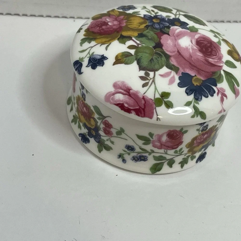 Trinket Dish Staffordshire Fine Bone China Made In England Jewelry Pink Roses